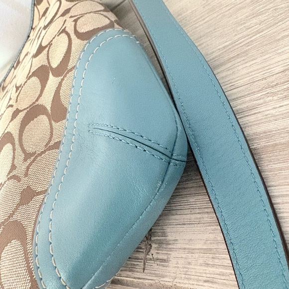 Coach Hampton Signature Jacquard Brown and Teal Hobo Bag - Picture 9 of 12